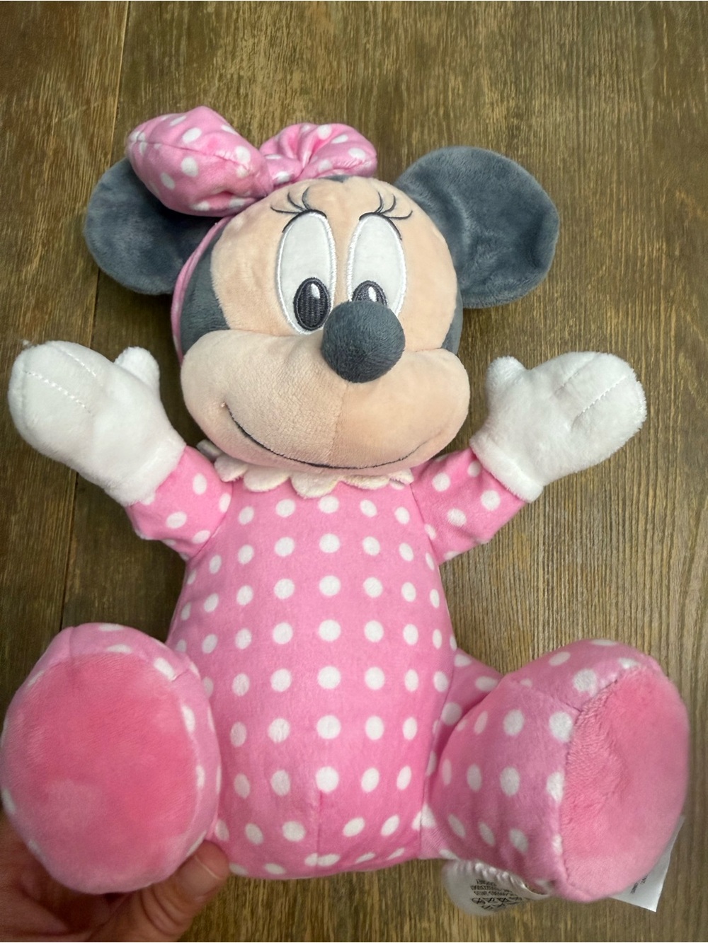 Disney Minnie Mouse Pink & White Polka Dot Plush with Gray Ears